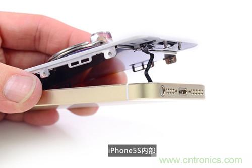 土豪金iPhone 5S拆解：內(nèi)部結(jié)構(gòu)升級，維修難度增加