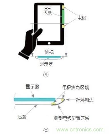 (a)側(cè)剖視圖描述；(b)電極焦點區(qū)域描述