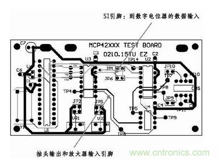 采用這種新的布線，將模擬線路和數(shù)字線路隔離開了。增大走線之間的距離，基本消除了在前面布線中造成干擾的數(shù)字噪聲。