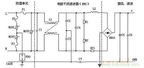 輸入濾波、整流回路原理圖