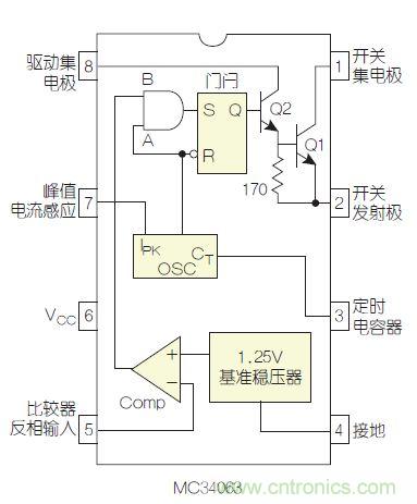 圖2：MC34063是該電路核心。