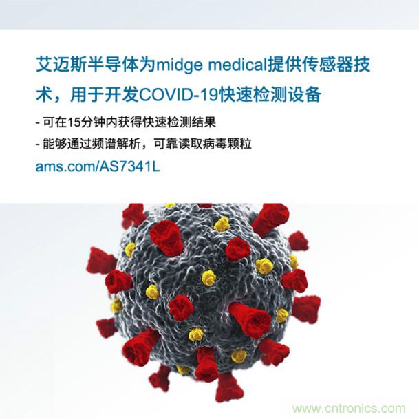 艾邁斯為midge medical提供傳感器技術，用于開發(fā)COVID-19快速檢測設備