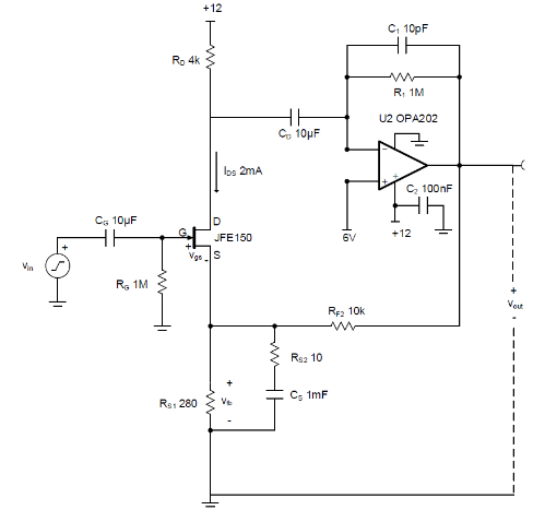 如何使用分立式 JFET 放大低噪聲電路中的小信號？
